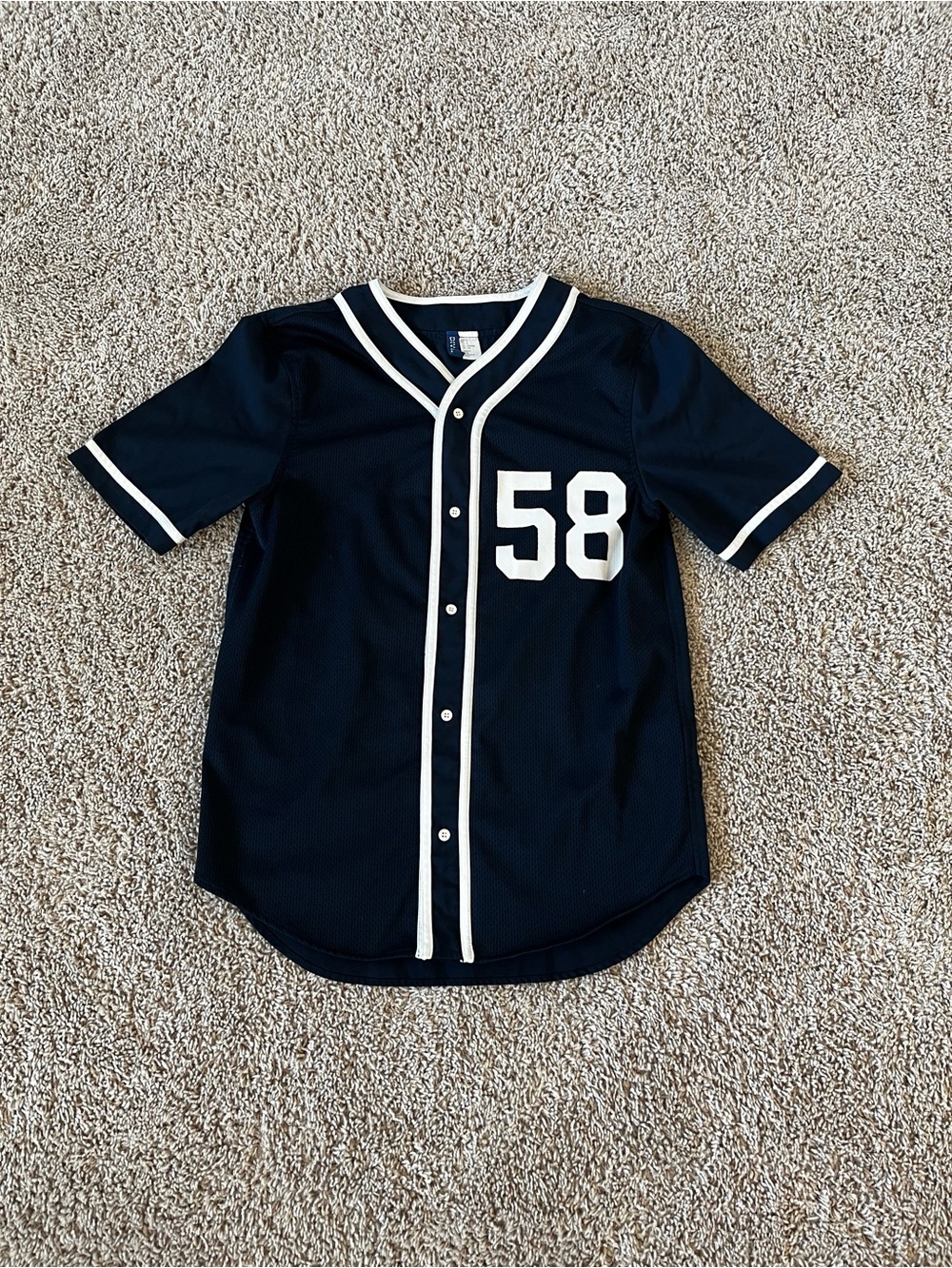 Divided Navy and White Baseball Jersey Top for Kids